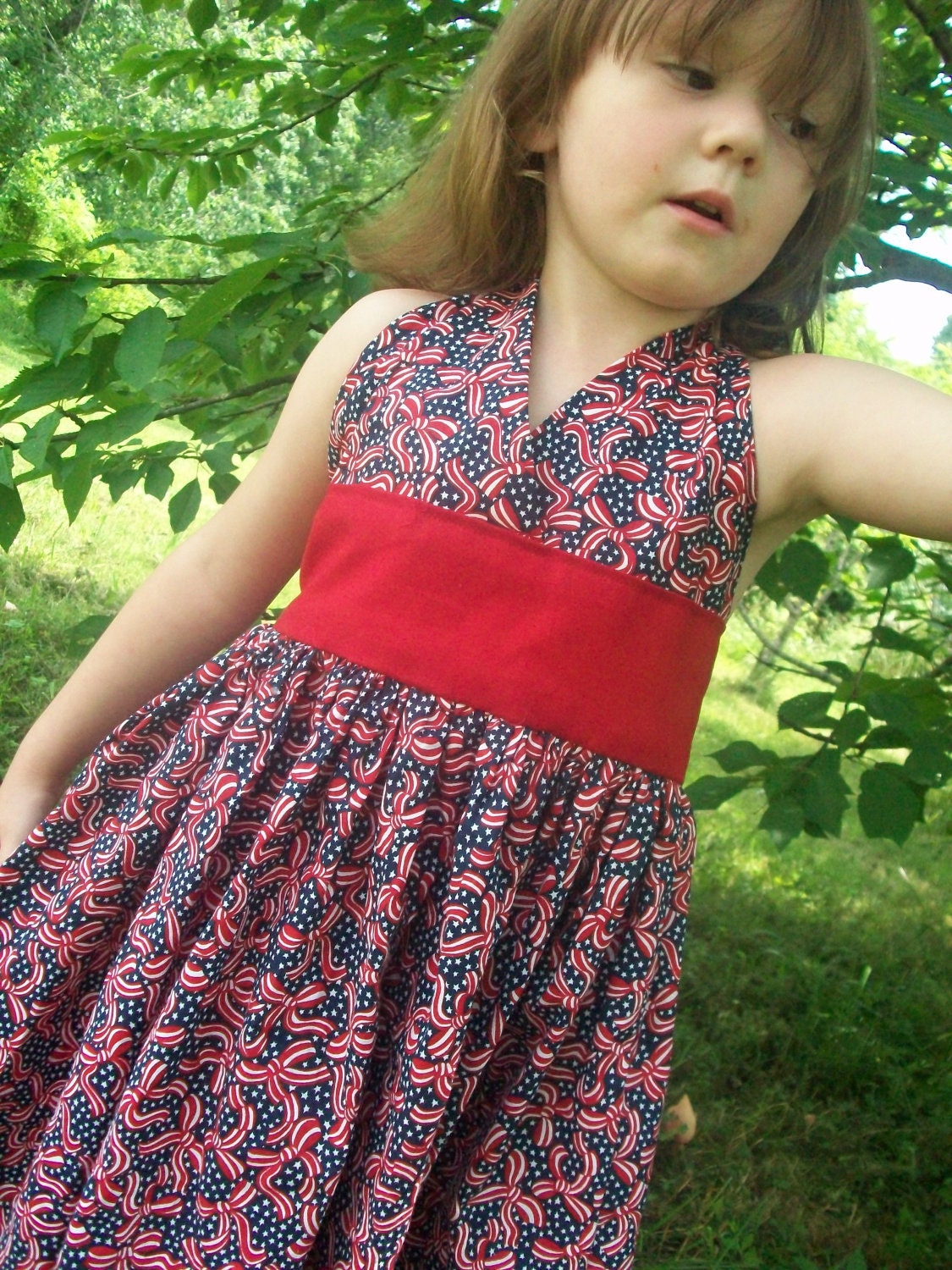 Red White and Blue Girls Party Dress  for 4th of July Size 2 3 4 5 and 6
