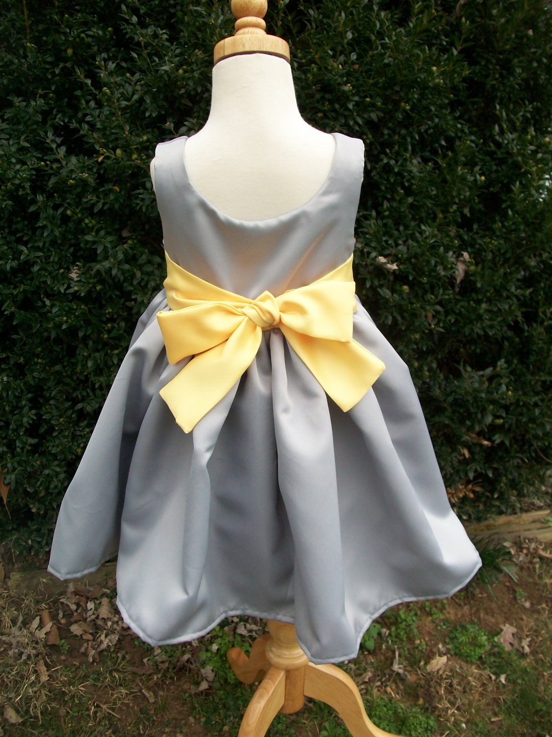 Grey and Yellow Satin Flower Girl Dresses Size 2 3 4 5 or 6