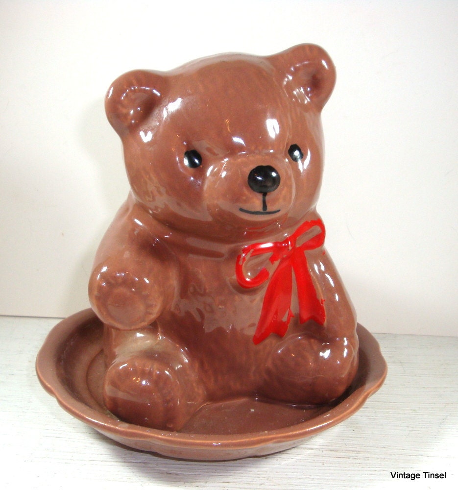 Vintage Brown Bear Planter, Container, Kitschy (494-12)