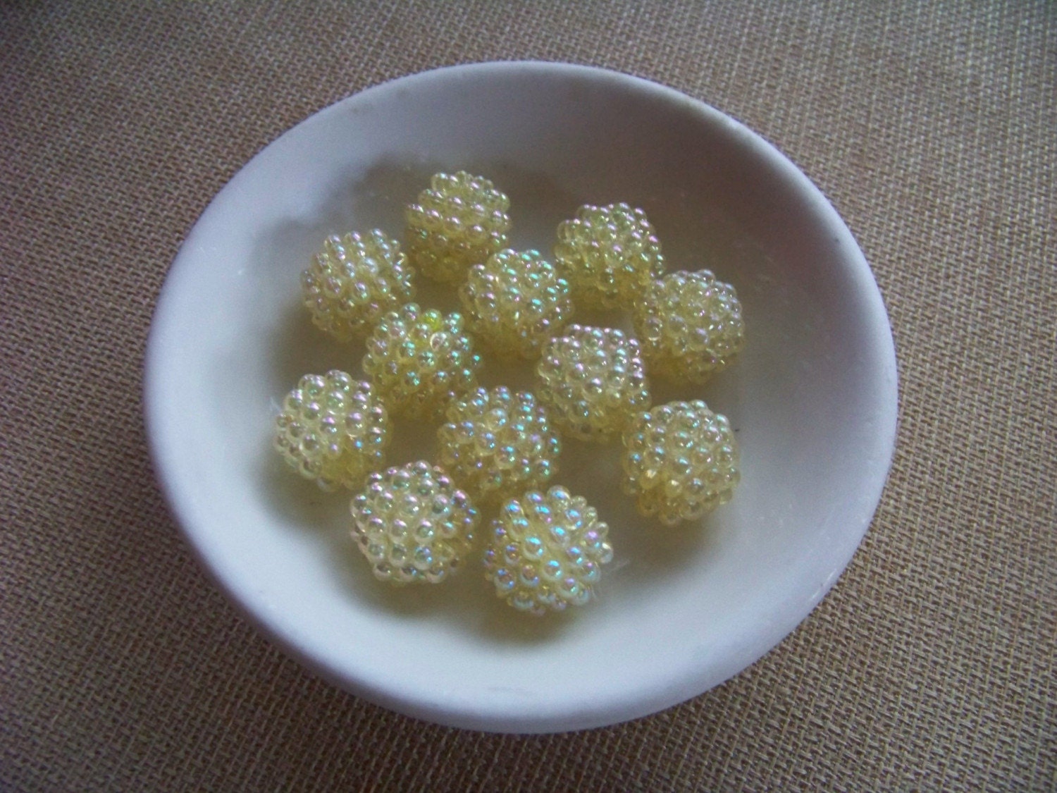 Vintage 20mm Berry Beads in Soft Yellow