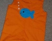 Custom boutique made jon jon john john romper boys summer beach birthday fish