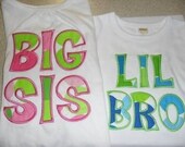 Custom boutique monogrammed appliqued embroidered big brother big sister little middle personalized tee tshirt t shirt onesie