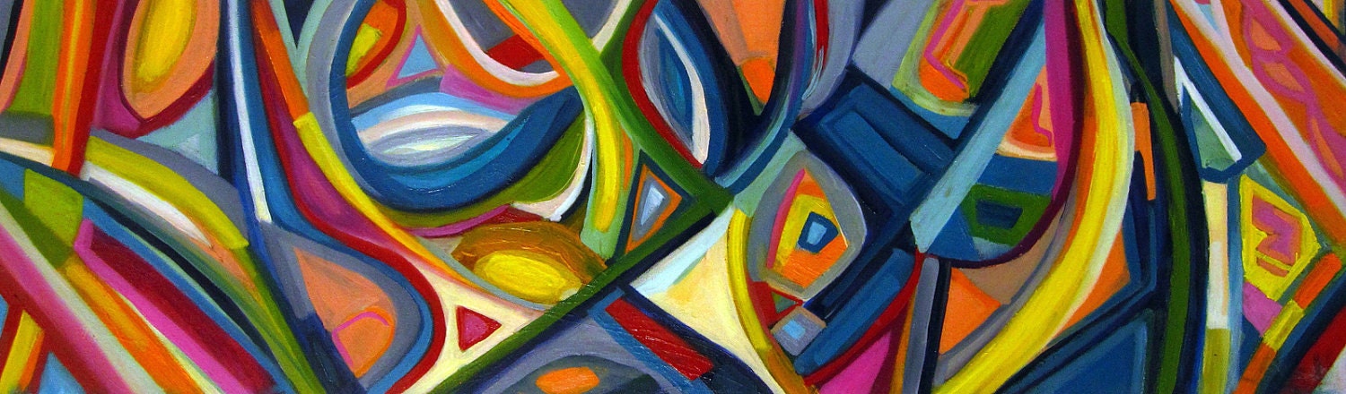Franciose-  Original Abstract Painting - 2011 Oil on Canvas 12 x 40 inches-Home Decor