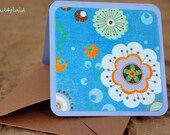 Blank Mini Card Set of 10, Cute Floral on Soft Gray with Light Metallic Envelopes Handmade Paper Goods by mad4plaid on Etsy