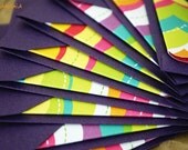 Blank Mini Card Set of 10, Summer Scallop Design with Contrasting Pattern on the Inside, Handmade Paper Goods by mad4plaid on Etsy