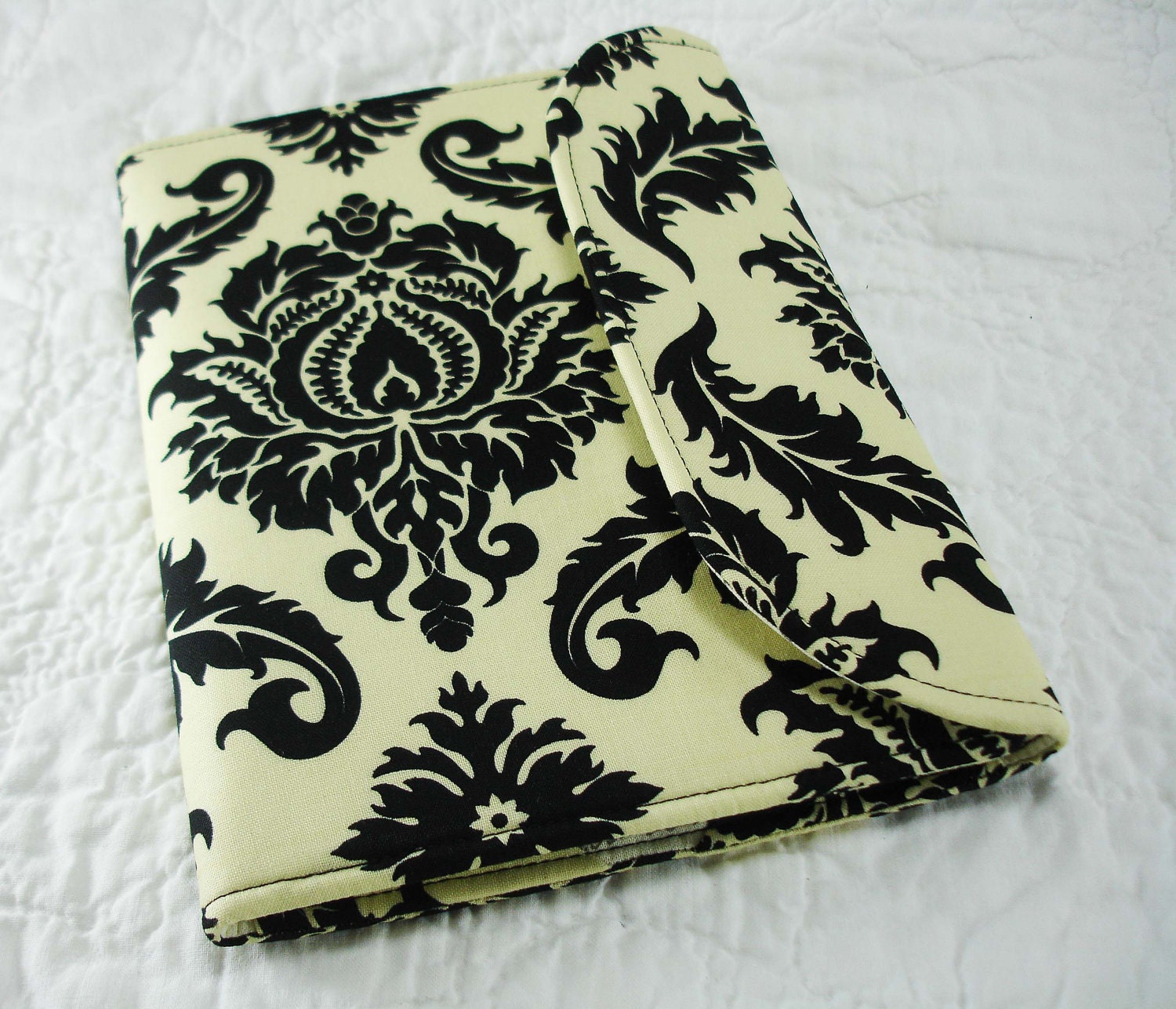 iPad Mini, Kindle Cover - Nook Cover - Kobo Cover - eReader Cover - Book Style - Damask Black and Cream - Aviary 2 Joel Dewberry
