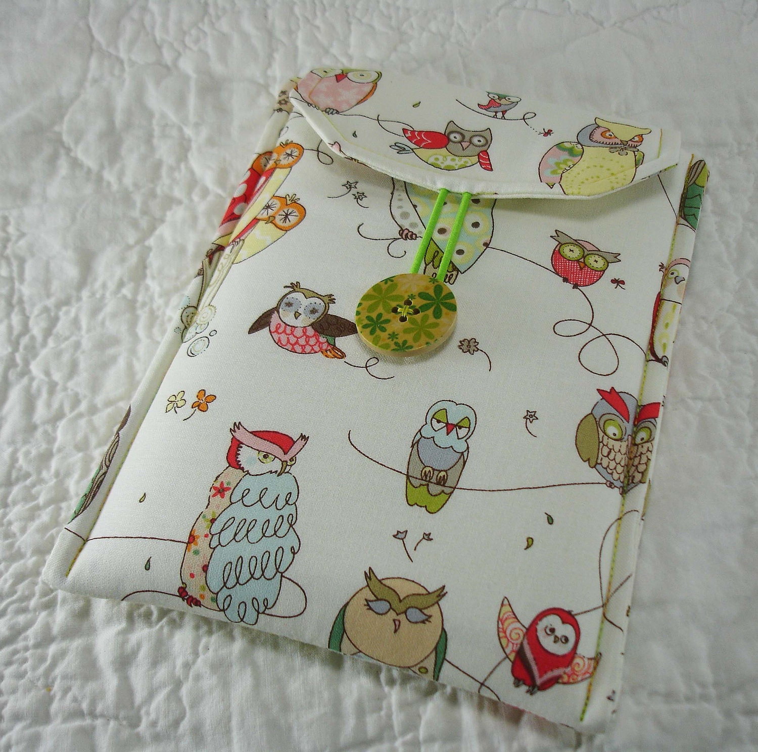 Made To Order Sleeve For Your Kindle, Nook, Sony,   kobo, Google Nexus, Any Reader Spotted Owls Alexander Henry