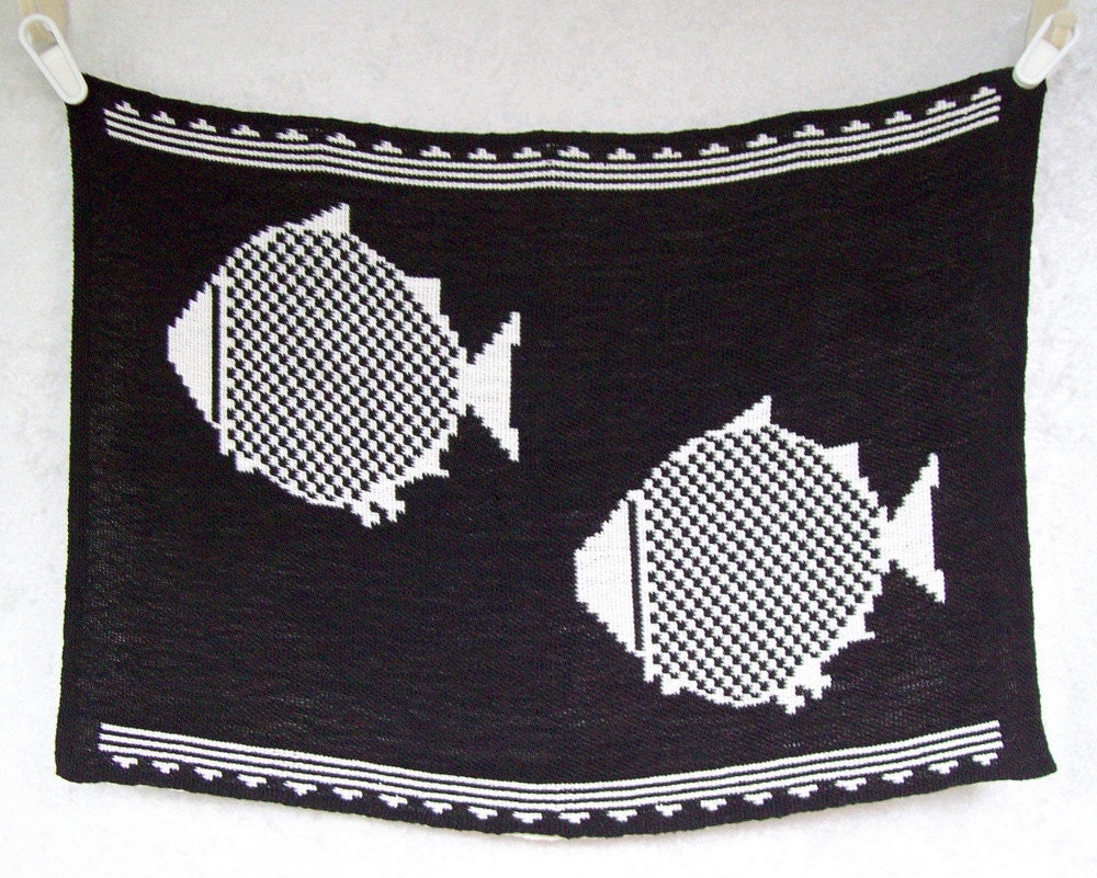 Vintage Wall Hanging with Mimbres Fish Design, 16" by 22"