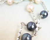 Hina Necklace - multi colored pearls, sterling silver