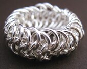 Elizabeth Chainmail Ring - sterling silver jump rings -- made to order