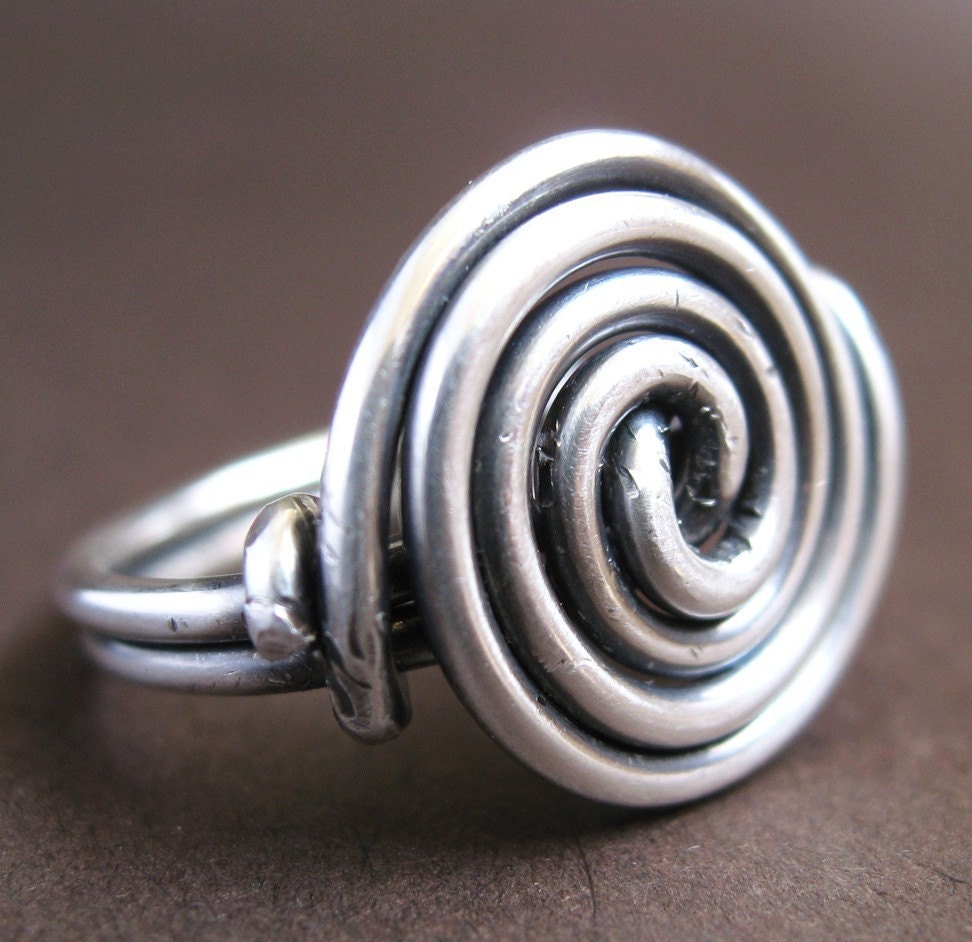 Spiral Ring - oxidized sterling silver wire