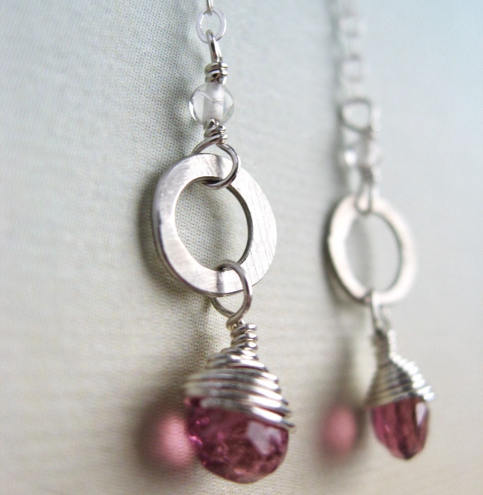 Mia Earrings - pink tourmaline, rose quartz, sterling silver
