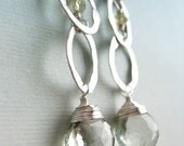 Gwyneth Earrings - green amethyst, aquamarine, fine silver, sterling silver