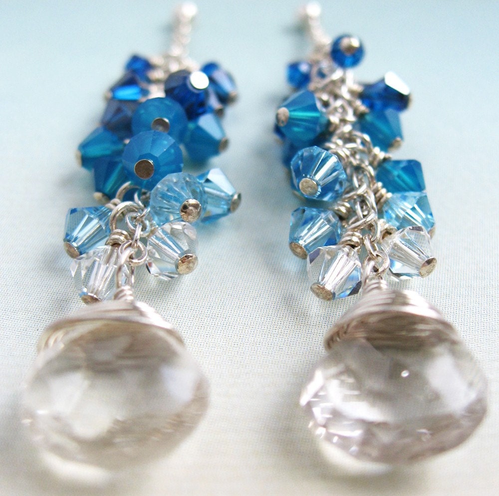 Niagara Earrings - Swarovski crystal, white topaz, sterling silver