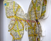 Large Vintage Map Butterfly Art. Custom Example.