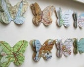 Places we've been - 8 Butterflies - Vintage Map Customised Art