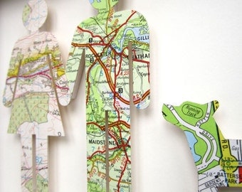 Where We're From - A Doggy Special - Customised Vintage Map Artwork