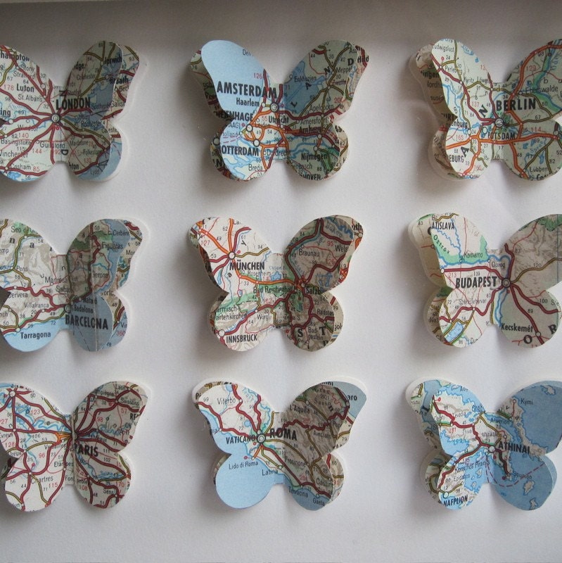 Cities of Europe - Butterfly Framed art