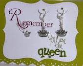 Handmade Mother's Day Card and Crown Earrings, Whimsical Gift