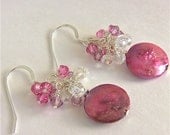 Romantic Pink Earrings, Elegant Rose Pearls, Pink Pearls