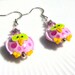 Pink owl  earrings artisan lampwork, whimsical graduation or birthday gift