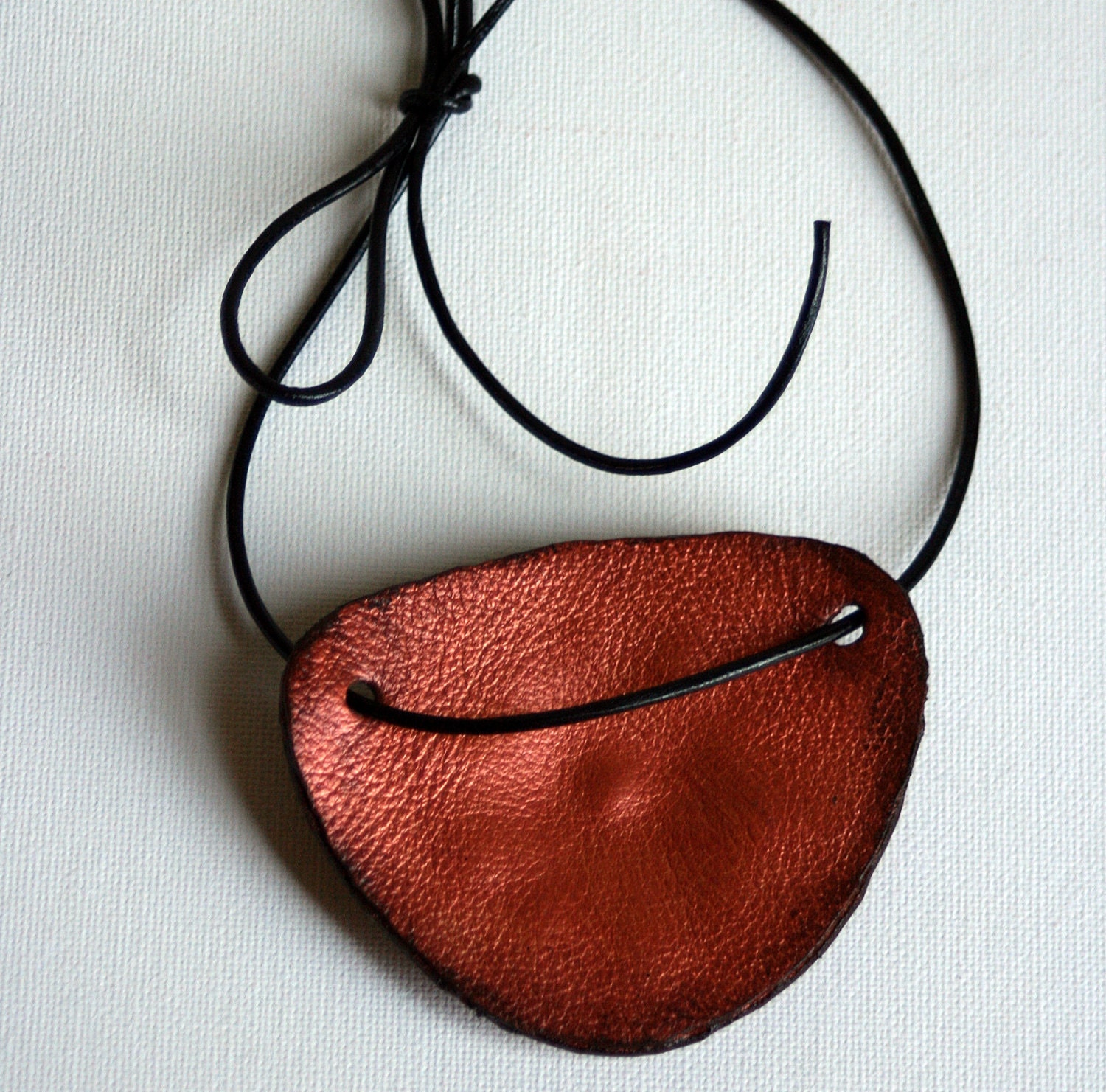 Leather Jeweled Eyepatch OOAK- Hand Painted Leather Patch With Found Jewelry Piece