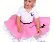 Toddler 3 Pc Girls 50's Poodle Skirt Outfit HOT PINK - 3 T