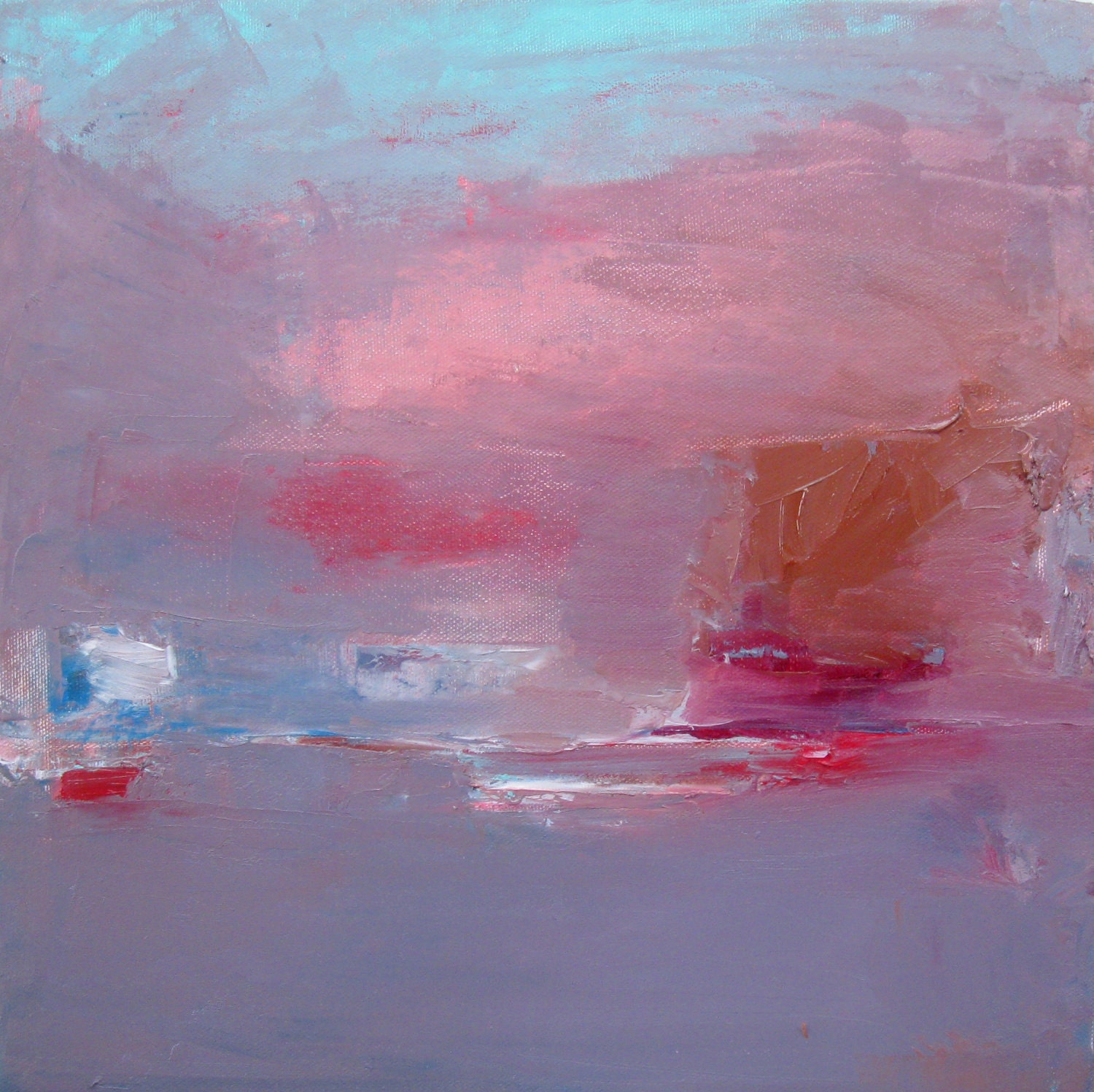 Landscape, original abstract oil/acrylic painting on canvas