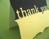 Curvy thank you card, yellow and black