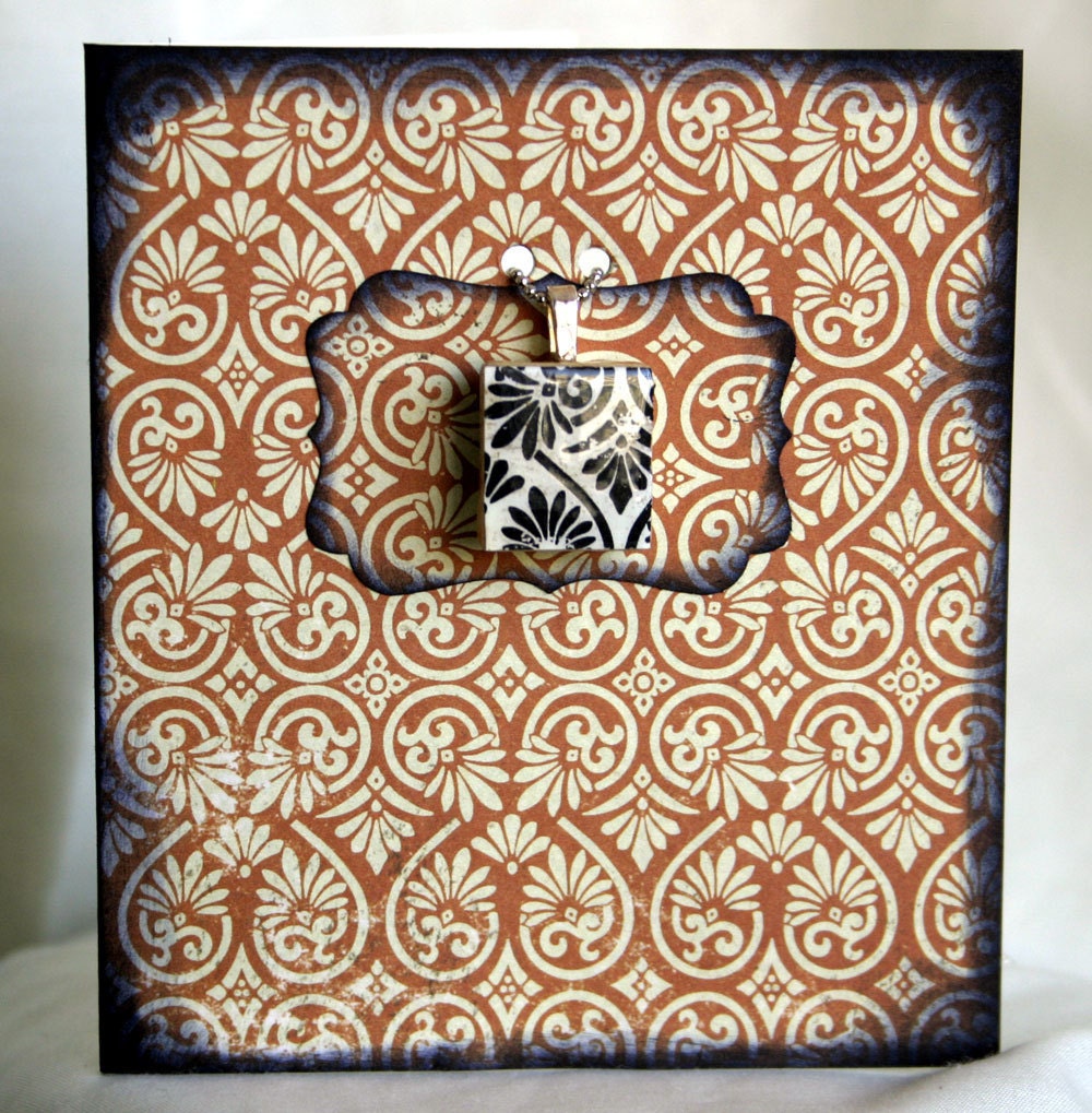 Gift & Card: Fall greeting card and a Scrabble-tile necklace gift