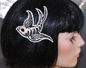 Raven Skeleton Embroidered Headband snap Clip MTCoffinz