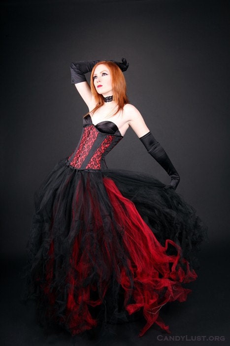 Gothic Bridal skirt, floor length tulle tutu skirt any size MTCoffinz