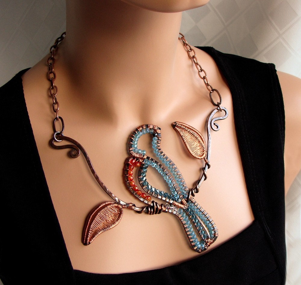 Bluebird On A Branch Necklace RESERVED for KB