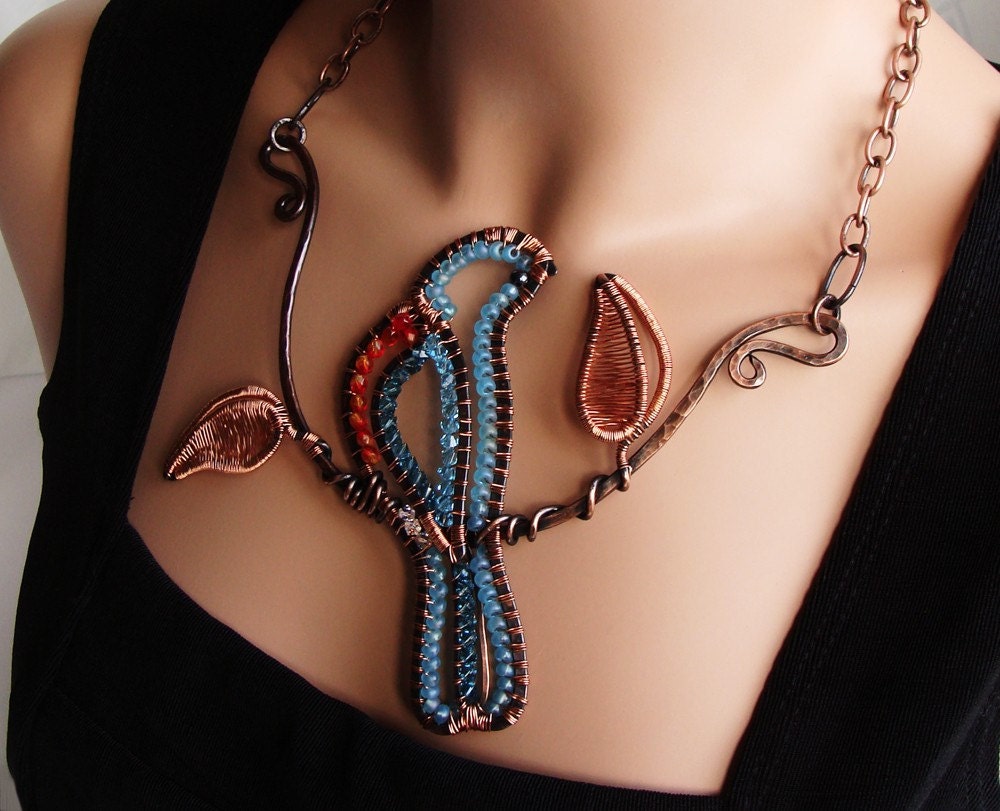 Bluebird On A Branch Necklace RESERVED for KB