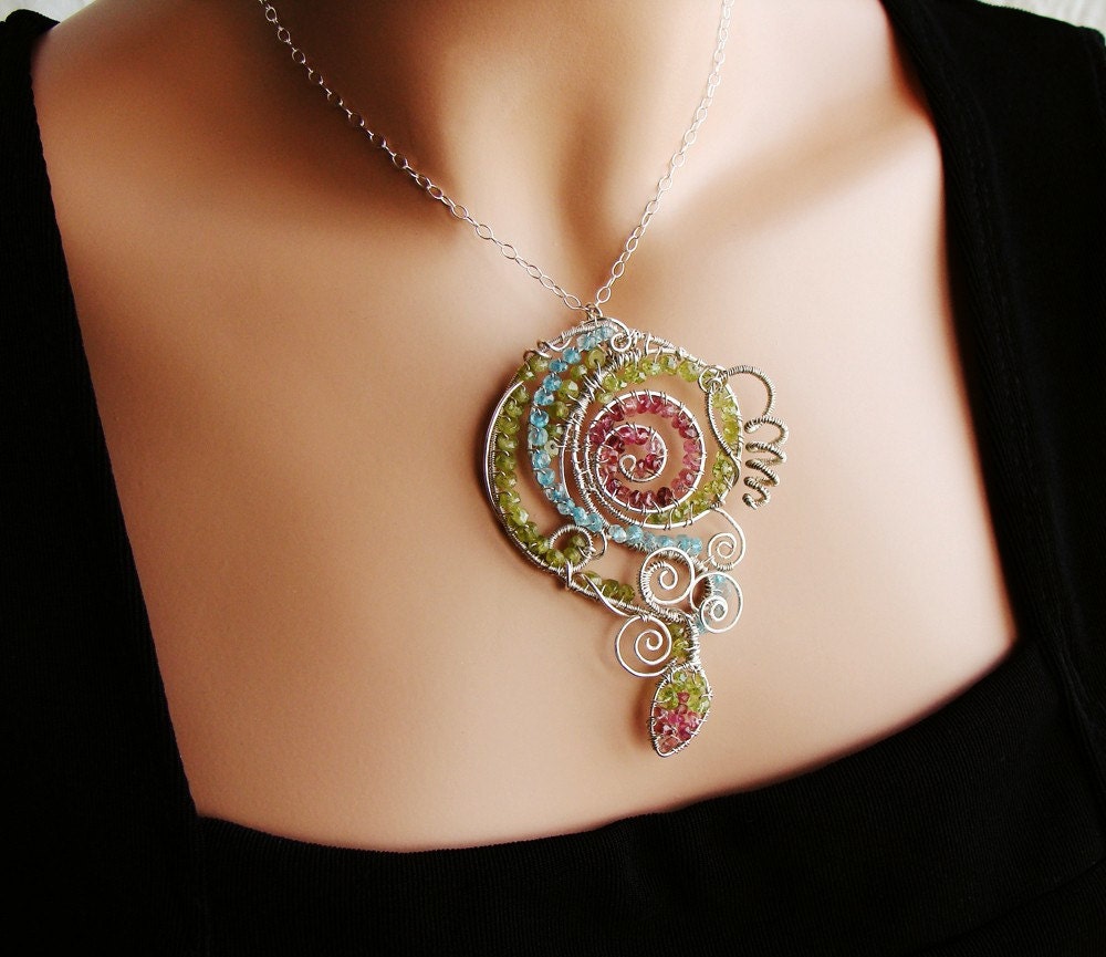Blooming Vine Sterling and Gemstone Necklace