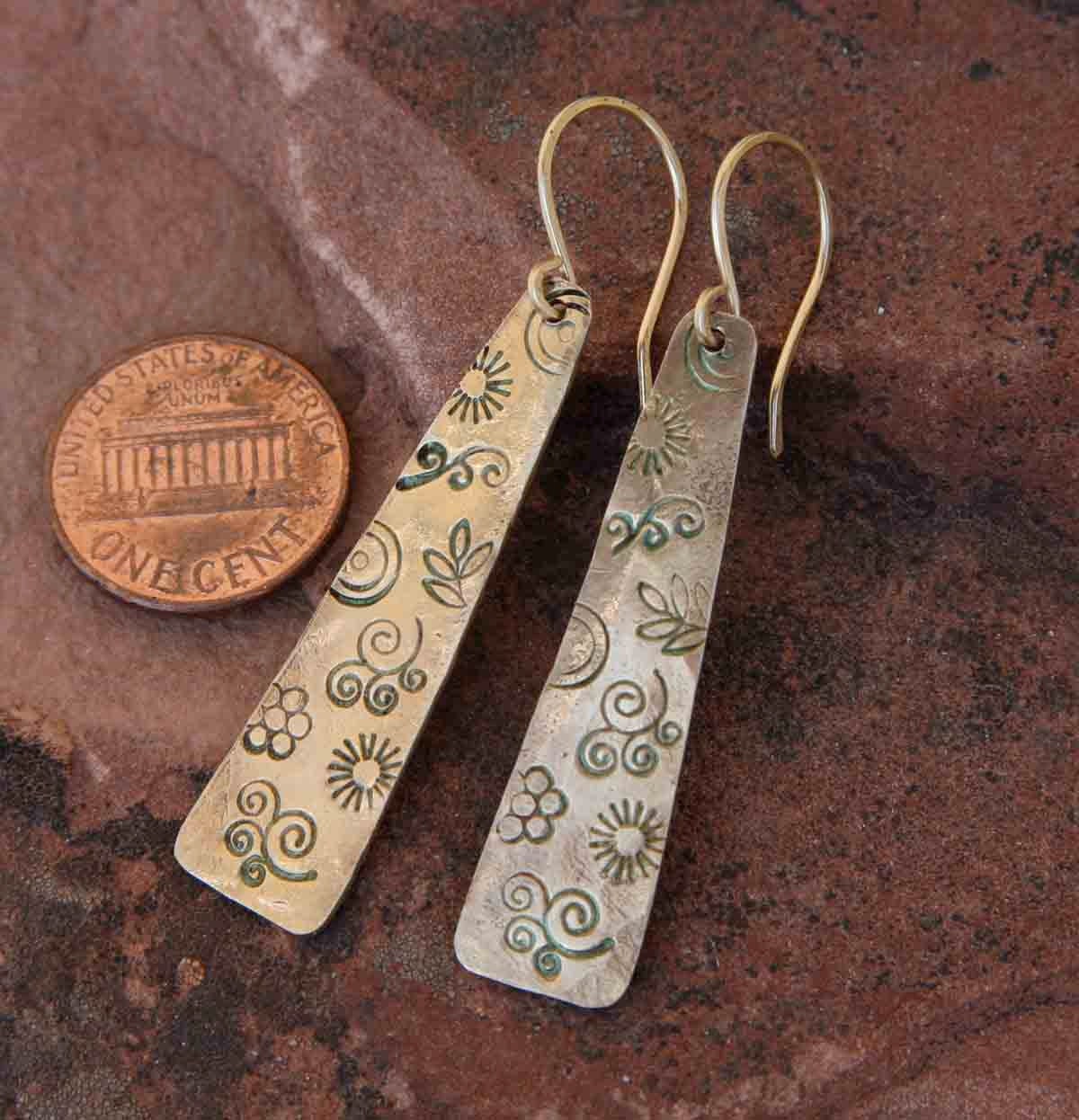 Patterned Brass Earrings