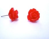 Scarlet Rose  -  Post Earrings