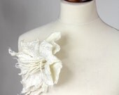 Felted flower brooch pin white wedding