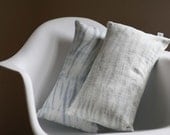 Linen Shibori Decorative Pillow, Waves pattern in Sea and Stone