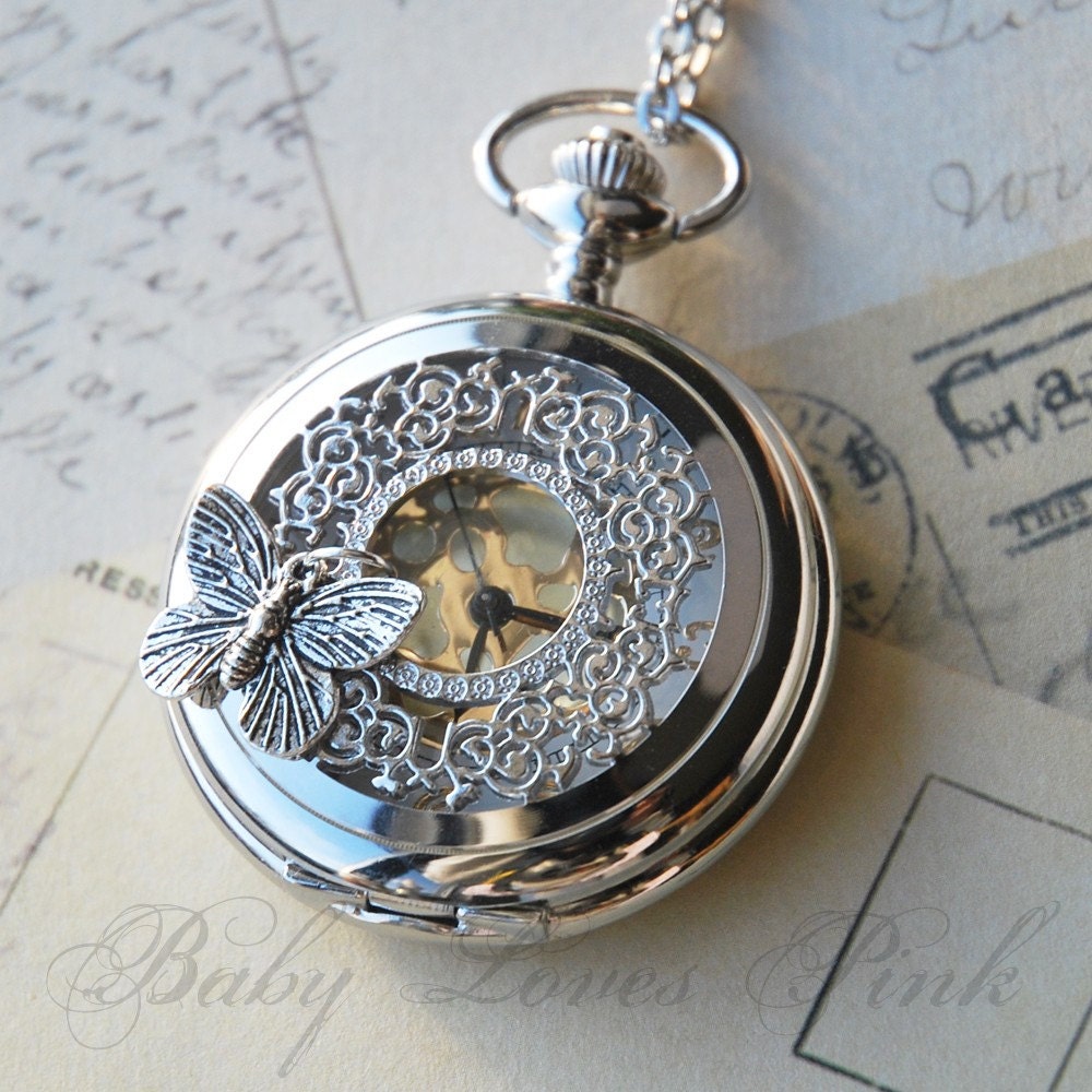 Butterfly Effect Silver Watch Necklace