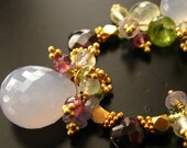 Periwinkle Chalcedony, Multi gemstone necklace-Bouquet