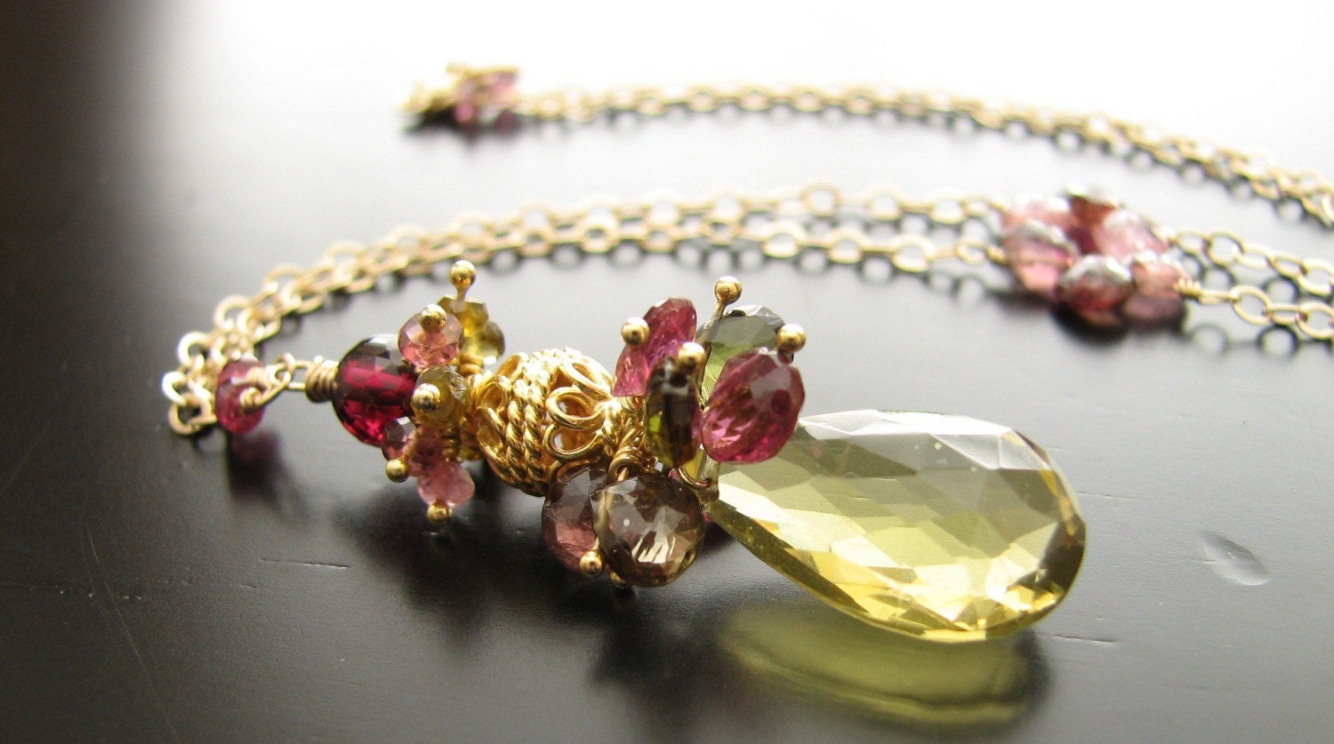 Anjou Necklace-Oro Verde Quartz, Tourmaline