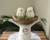 Wedding Cake Topper - Love Birds with Tree and Nest - Medium