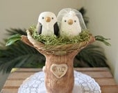 Custom Wedding Cake Topper - Love Birds Tree with Nest - Hand Sculpted