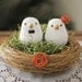 Custom Wedding Cake Topper - Small Hand Painted Love Birds with Nest