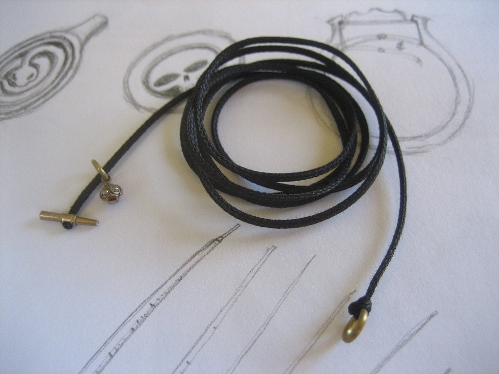 T Bar cord with hallmark charm bronze and stainless steel