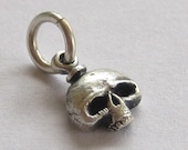 SKULL CHARM teensy steampunk on fine antiqued bronze ball chain