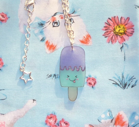 Lavender and Mint Silly Ice-lolly Necklace