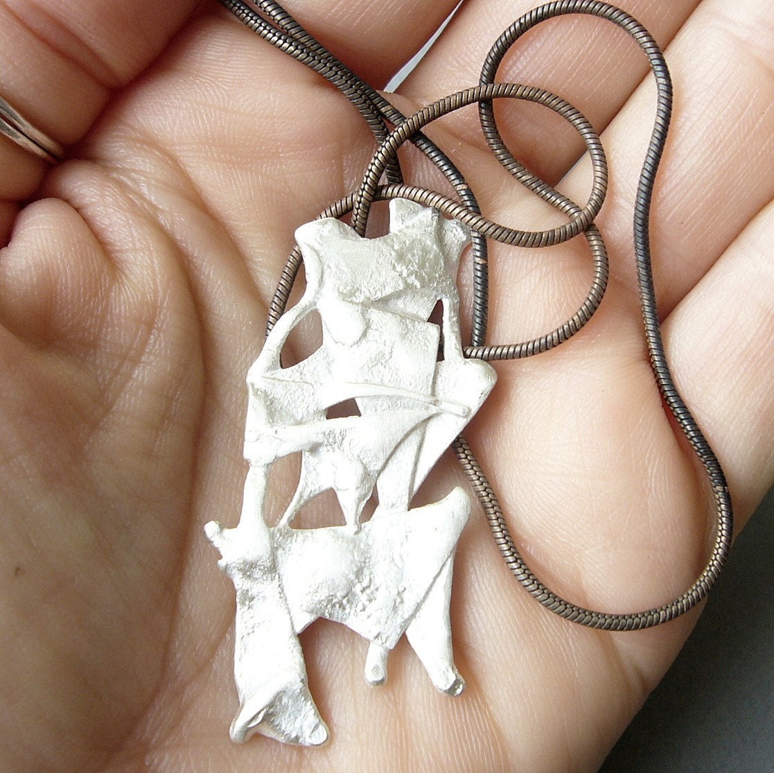 Patchwork pendant sterling silver, organick, hite, men, woman, chain, cooper, modern contemporary jewelry