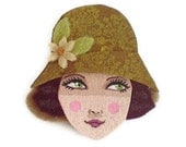 Flapper Fabric Brooch, Felt Brooch, Art Brooch, Wearable Art Jewelry, Mother's Day Gift